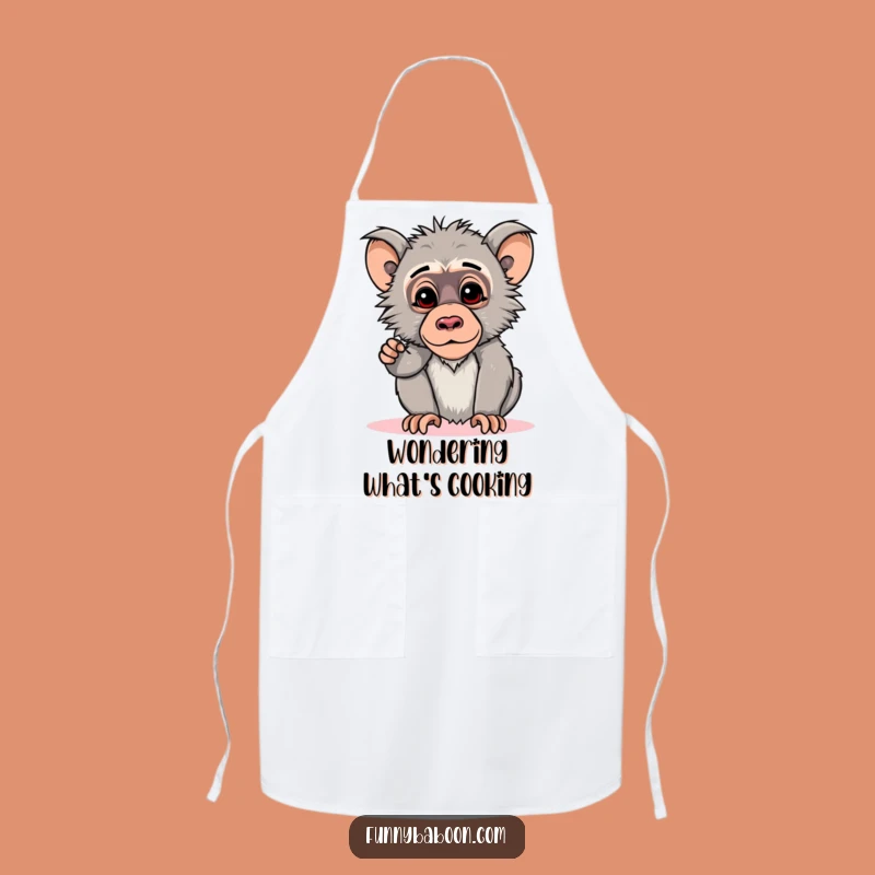 Funny Kawaii Baboon Pose Apron: Hilarious Primate Kitchen Wear for Fun Gifts