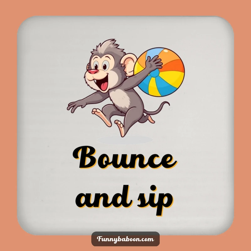 Funny Kawaii Baboon Leaping Coaster: Hilarious Primate Drink Protector for Gifts
