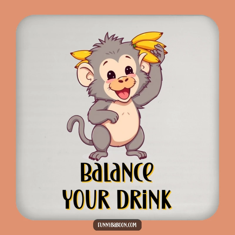 Funny Kawaii Baboon Banana Coaster: Hilarious Primate Drink Protector for Gifts