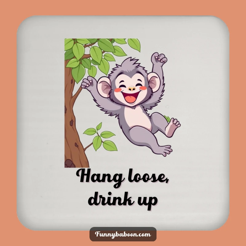 Funny Kawaii Baboon Swinging Coaster: Hilarious Primate Drink Protector for Gifts