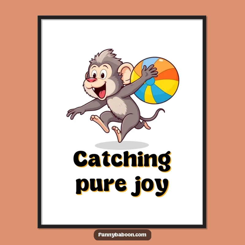 Funny Kawaii Baboon Leaping Poster: Hilarious Primate Art for Energetic Gifts