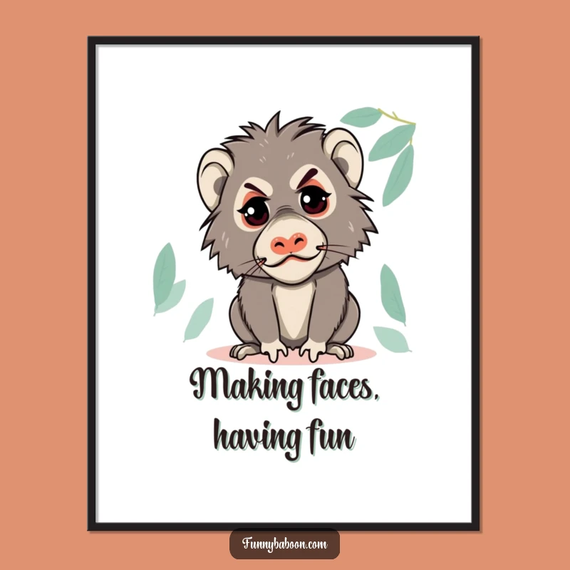 Free Printable Wall Art: Funny Baboon Making Faces, Mischievous Downloadable Decor