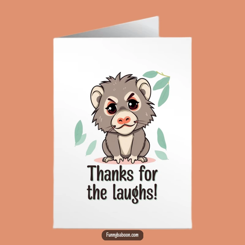 Free Printable Thank You Card: Funny Baboon Making Faces, Grateful Giggles