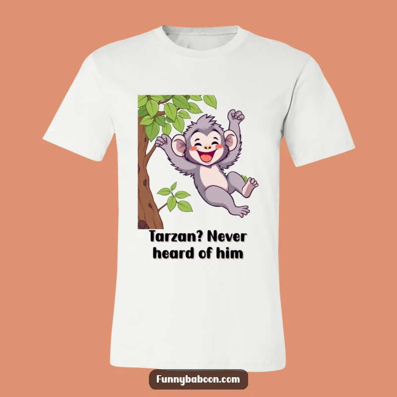 Funny Kawaii Baboon Swinging T-Shirt: Hilarious Primate Apparel for Joyful Gifts