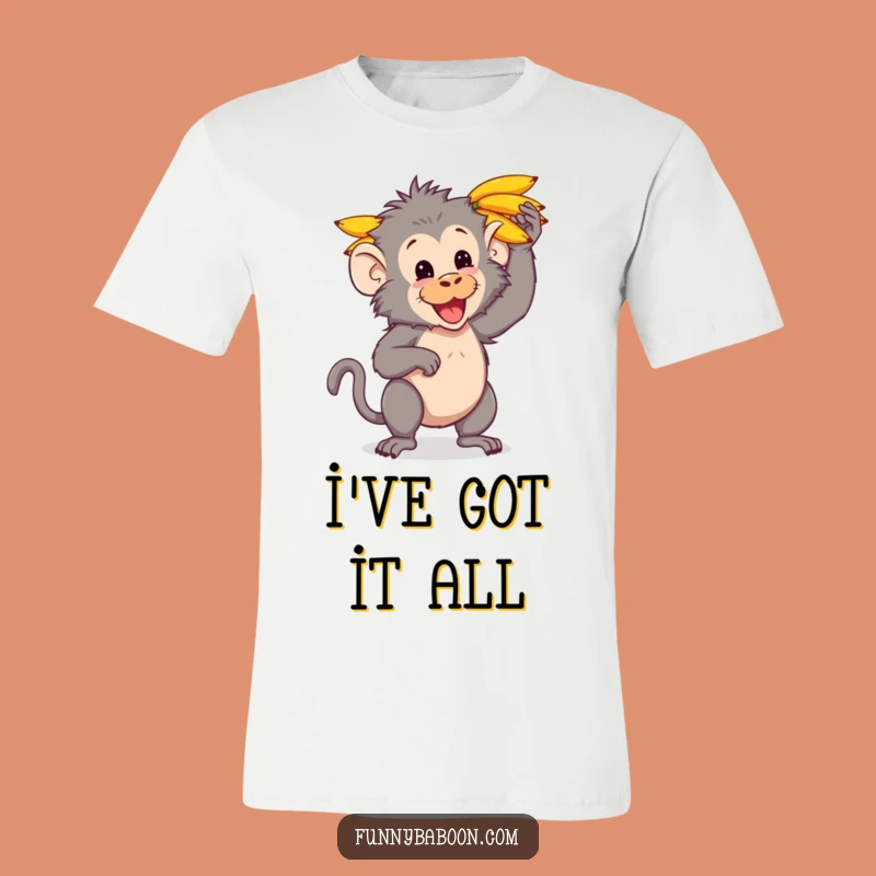 Funny Kawaii Baboon Banana Top: Hilarious Primate Shirt for Gifted Fun