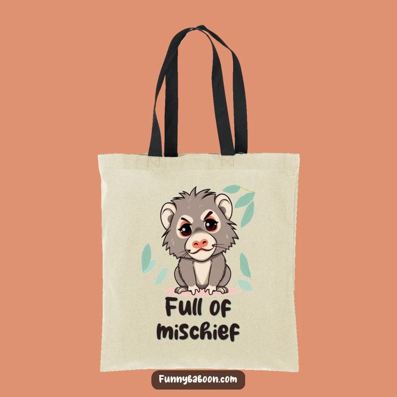 Funny Kawaii Baboon Face Tote Bag: Hilarious Primate Accessory for Gifts