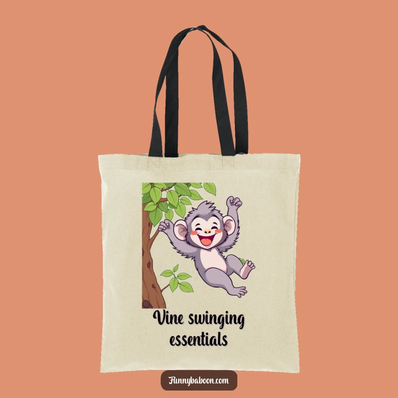 Funny Kawaii Baboon Swinging Tote Bag: Hilarious Primate Accessory for Groovy Gifts