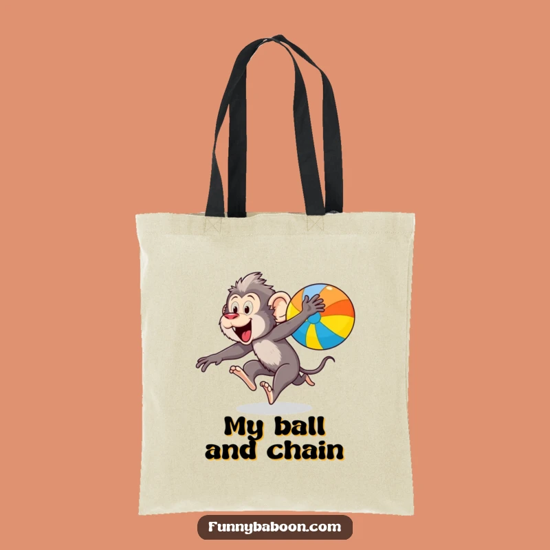 Funny Kawaii Baboon Ball Tote Bag: Hilarious Primate Accessory for Gifts